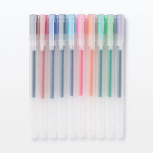 Gel Ink Ballpoint Cap Pen 10 Colour Set ( 0.35 )